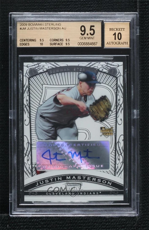2009 Bowman Sterling Justin Masterson #BS-JM BGS 9.5 GEM MINT Auto - Image 1 of 2
