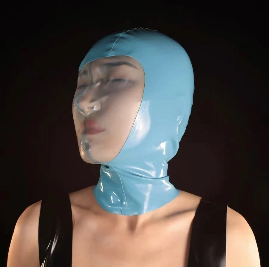 Latex hood Transparent Rubber Mask with Back zipper for Fetish clubwear 0.4mm US - Image 1 of 4
