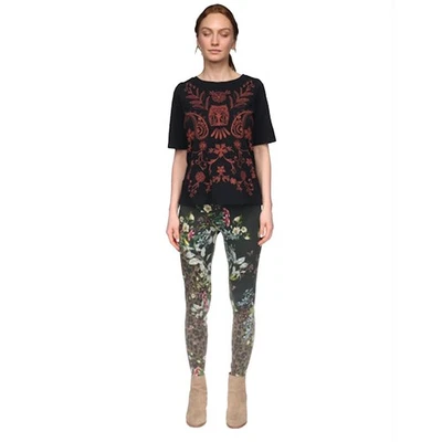 Johnny Was Ash Bird Printed Leggings Cotton Floral Black Brown Legging Pants NEW - Image 1 of 4