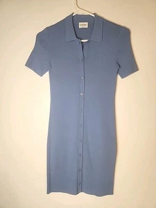 Vestido Aritzia Sunday Best Cece Azul Coñac Con Cuello-Elástico Comodidad Talla XS - Imagen 1 de 8