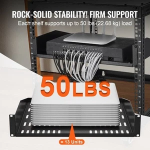 2U Vented Server Rack Shelf 16 Inch Deep Mounting Tray for Equipment Storage - Picture 1 of 8