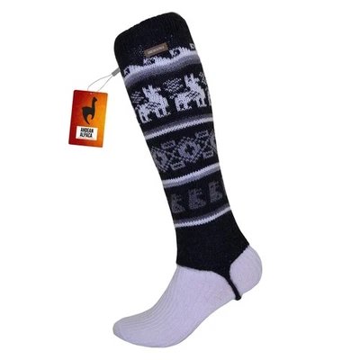 CALENTADOR DE PIERNAS GRIS OSCURO DE ALPACA ANDINA HECHO A MANO Foto 1 de 4