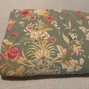 Pottery Barn King Duvet Cover Green Asian Floral Geisha Butterfly Chinoiserie - Picture 1 of 8