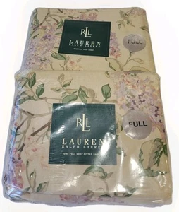 NOS - VTG Lauren Ralph Lauren Full Size Deep Fitted Flat Sheet Set Cottage Lilac - Picture 1 of 12