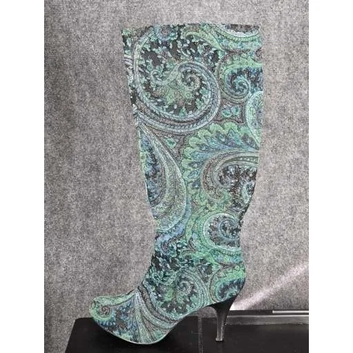 VTG Diba Boots Women's Size 9M Knee High Paisley Print Stiletto Heel Designer - Image 1 of 4
