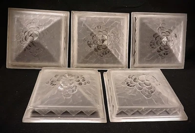 Juego de 5 cortinas de araña de vidrio esmerilado Muller Freres Art Deco Foto 1 de 4