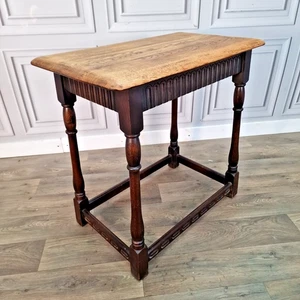 Antique Solid Oak Priory Wooden Occasional Hall Table Console Refectory Side - Picture 1 of 24