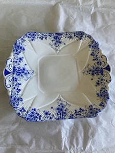 Shelley Bone China England Square Handled Cake Plate Dainty Blue Pattern - Picture 1 of 7