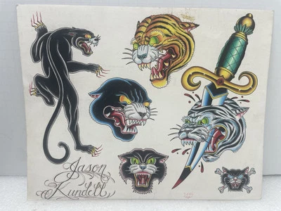 TATTOO FLASH "ORIGINAL" JASON KUNDELL 1999 SAN JOSE CA 14x11" 1 BLATT - Bild 1 von 4
