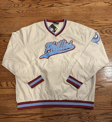 New Era Philadelphia Phillies Cooperstown Throwback Pullover Mens 2XL Beige NEW - Image 1 of 4