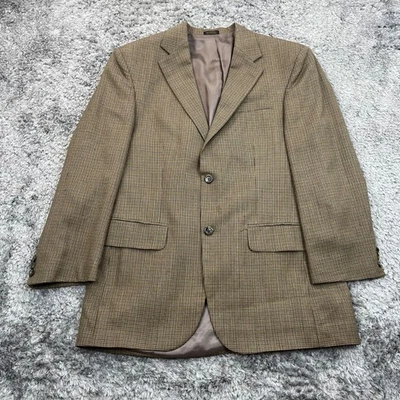 Blazer Oscar De La Renta Hombres 40R Marrón Lana Pata de Gallo Deportes Abrigo Chaqueta De Colección Foto 1 de 4