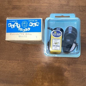 Vintage Baby Shoes ~ NEW PLAY PEN Shoes & WEE KIDS “Mary Janes” Size 1 Unused - Picture 1 of 14