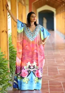 Sakhee Kaftans Silk kaftan look feel Kaftan's One size fit beach wear - Picture 1 of 5