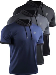 NELEUS Herren (2XL) Laufshirt Training Sportshirts mit Hoodie 3er Pack. - Bild 1 von 2