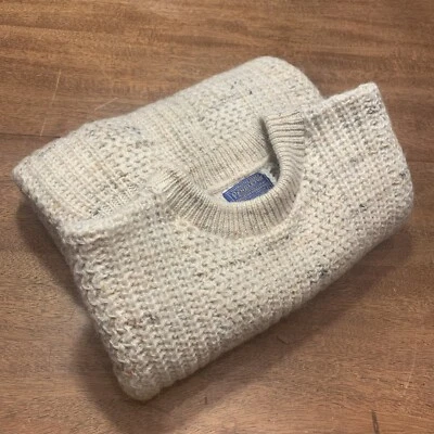 VTG Pendleton USA Virgin Wool Sweater Neutral Beige Textured Retro Fisherman L - Image 1 of 4