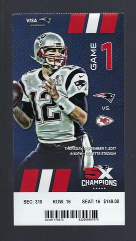 MAHOMES UNIFORM DEBUT / KAREEM HUNT DEBUT 2017 CHIEFS @ PATRIOTS FULL TICKET Cover