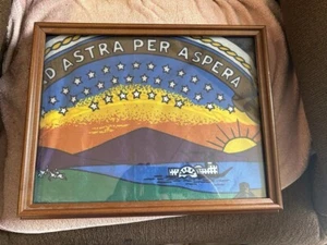 17” X 13 1/2” Framed Large KANSAS State Flag Ad Astra Per Aspera - Picture 1 of 2