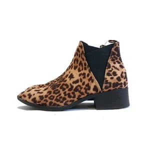 Leopard Print Womens Booties Ankle Elastic Sides Animal Pattern Casual Size 9M - Picture 1 of 7