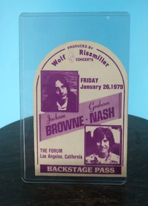 Jackson Browne Graham Nash 1979 Official Backstage Pass The Forum Los Angeles - Picture 1 of 1