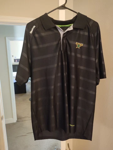 Dallas Stars NHL Reebok Men Size Large Polo Black Short Sleeve Shirt Hockey Cover