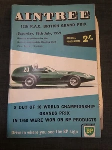 1959 Grand Prix Aintree 12th RAC British Grand Prix Programm + Ticket Rare - Bild 1 von 4