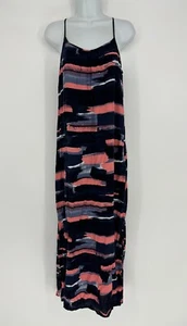 Splendid Navy Blue Coral White Printed Maxi Sleeveless Dress Women's Size Medium - Picture 1 of 11