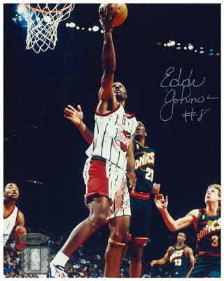 Eddie Johnson Signed Houston Rockets 8x10 Photo (TriStar COA) - Imagem 1 de 2