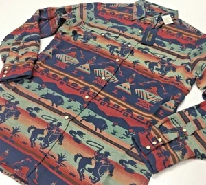 Camisa de rodeo Polo Ralph Lauren suroeste indio azteca occidental vaquero bisonte hombre - Imagen 1 de 16