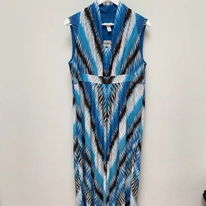 Chico's Chevron Jasmina Maxi Dress Blue Size 2 Large/12 - Picture 1 of 9