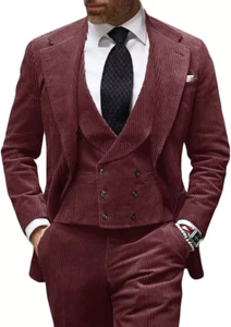 Mens 3Pcs Suit Vintage Groom Wedding Tuxedo Suits Blazer+Vest+Pants 42r 44r 46r - Picture 1 of 17