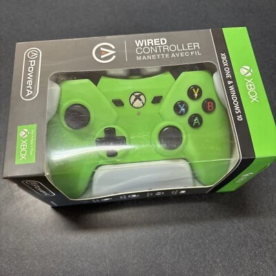 NEW Full Sized Power A Lime Green 1 Wired Controller Xbox One Windows 10 PowerA - Image 1 of 4