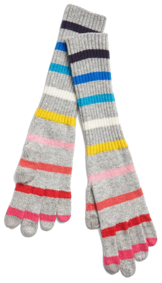 Gap Gray Crazy Stripe Merino Wool Blend Smartphone Gloves One Size $30 NWT - Image 1 of 1