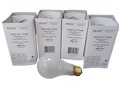 Prism 150W A21/FR 130V Rough Service Industrial Grade Bulbs 4-Pieces**NEW*** - Image 1 of 4