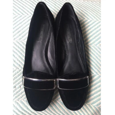 Rachel Zoe Lily Negro Terciopelo Puntera Redonda Planas, Talla 9 Foto 1 de 4