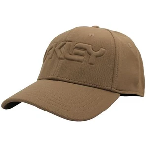 Oakley 6 Panel Stretch Hat Embossed Mens Size L/XL Coyote Light Brown Logo Cap - Picture 1 of 2