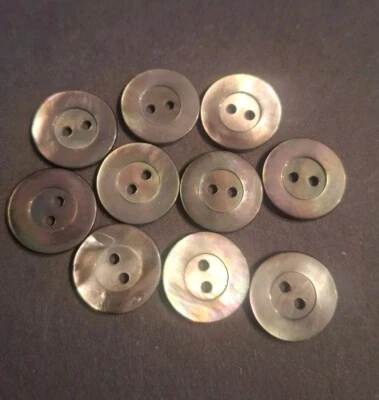 10 Perlmutt Knöpfe schimmernd, Set, ca. 17,8 mm, Konvolut, 28" - Bild 1 von 3