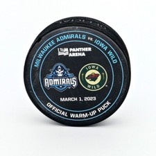 AHL Milwaukee Admirals Game-Used WarmUp Puck (March 1, 2023) Yaroslav Askarov SO