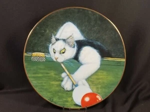Plato vintage 1989 LE Zoe Stokes/Pub Cats, tercera edición ""Gato con señal"" sin usar en caja con certificado de autenticidad - Imagen 1 de 9