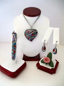 Brighton"TRUST YOUR JOURNEY"Heart Necklace-Earring-Bracelet Set ($338) NWT/Pouch - Picture 1 of 8