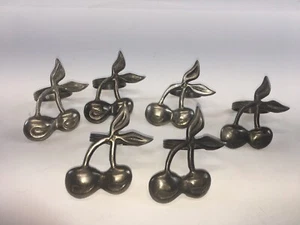 Set (8) DII Cherry Shaped Pewter Silvertone Napkin Rings Made in India  - Picture 1 of 12
