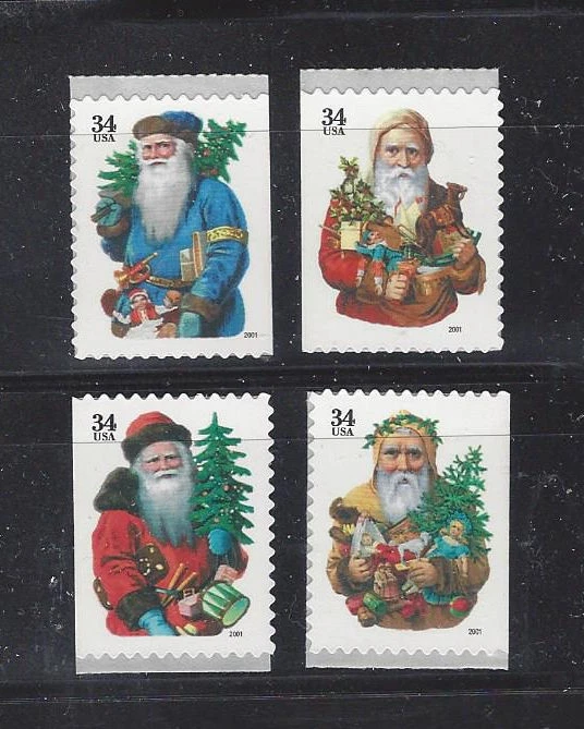 US Scott # 3537a - 3540a / Set of Singles / Christmas Santa Convert DS Pane - Image 1 of 1