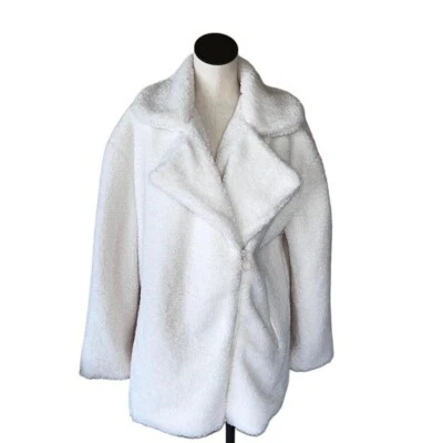 NWT Women $120 C& C California White / Cream Teddy Faux Fur Cozy Coat XL Zipper - Image 1 of 4