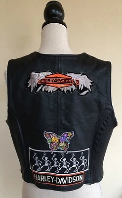 HARLEY DAVIDSON, Grateful Dead скелет, RIP POW MIA нашивки кожаный MOTO жилет L - Изображение 1 из 4