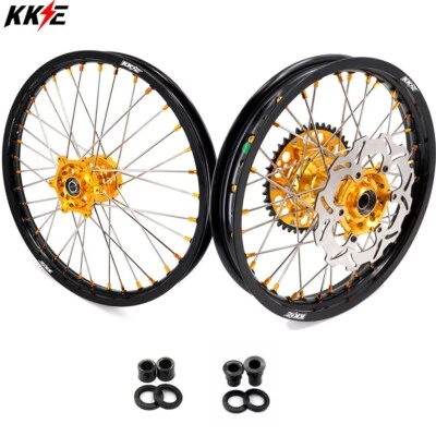 KKE 21/18" Dirt Bike Wheels Rims Fit Suzuki DRZ400SM 2005-2025 Gold Nipples Hubs - Imagem 1 de 4