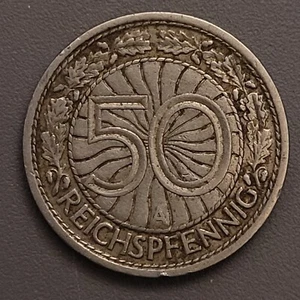 1928 A Germany 50 Reichspfennig Coin - Nickel - Imperial Eagle - Picture 1 of 2