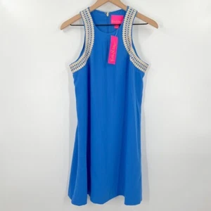 Abito morbido Lilly Pulitzer nuovo con etichette Amayah 2 blu tang oro - Foto 1 di 11