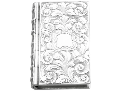 Antique Sterling Silver Book Vinaigrette Cover