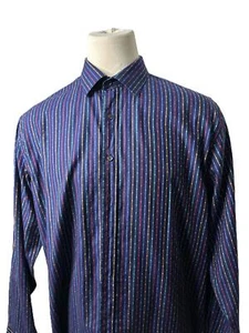 Bugatchi Umo Mens Shirt Size XXL Multicolor Striped Button Long Sleeve Dress  - Picture 1 of 15