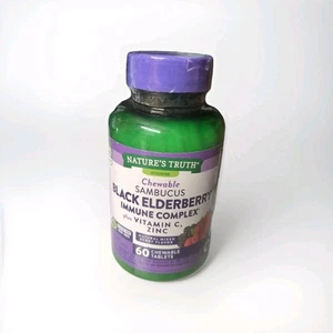 Nature's Truth Black Elderberry Immune Complex 60 Chewable Tablets Exp 03/2027 - Picture 1 of 3