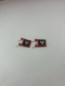 LEGO Red Flag 2 x 2 Square w Black Silver Wolfpack Pattern 6038 6075 #2335p44